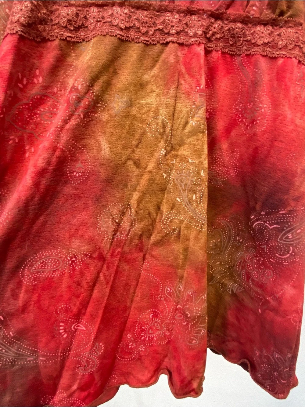 Y2K Red Paisley Babydoll Off Shoulder Tie Back Blouse Size Medium - Picture 4 of 8